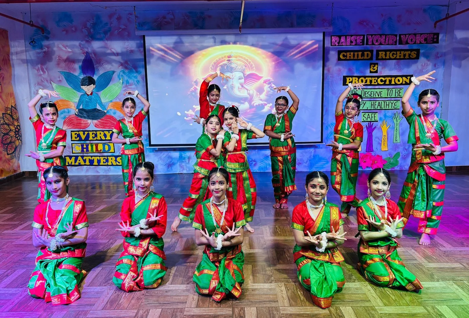 Students performing a cultural dance
